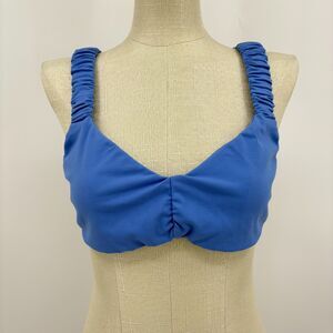 NWOT Free People Intimately Ruched Duo Sweetheart Neck Bra, Sz Large, Blue Sexy